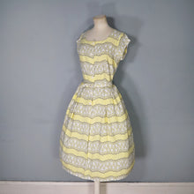 Load image into Gallery viewer, 40s / 50s SOFT RAYON YELLOW FLORAL TEA DRESS WITH BELT - M