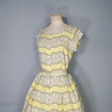 Load image into Gallery viewer, 40s / 50s SOFT RAYON YELLOW FLORAL TEA DRESS WITH BELT - M