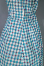 Load image into Gallery viewer, 50s TEAL RED PATTERNED FIT AND FLARE COTTON DRESS WITH REVERSIBLE BOLERO - S-M