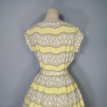 Load image into Gallery viewer, 40s / 50s SOFT RAYON YELLOW FLORAL TEA DRESS WITH BELT - M
