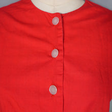 Load image into Gallery viewer, 50s TEAL RED PATTERNED FIT AND FLARE COTTON DRESS WITH REVERSIBLE BOLERO - S-M