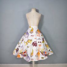 Load image into Gallery viewer, 50s 60s NOAHS ARC WHIMSICAL ANIMAL NOVELTY PRINT FULL SKIRT - 27"