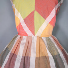 Load image into Gallery viewer, 50s 60Ss BLANES COLOURFUL PASTEL PLAID CHECK COTTON DAY DRESS - S