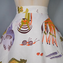 Load image into Gallery viewer, 50s 60s NOAHS ARC WHIMSICAL ANIMAL NOVELTY PRINT FULL SKIRT - 27"