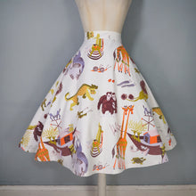 Load image into Gallery viewer, 50s 60s NOAHS ARC WHIMSICAL ANIMAL NOVELTY PRINT FULL SKIRT - 27"