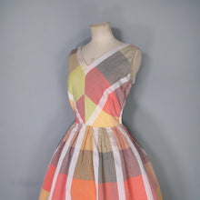 Load image into Gallery viewer, 50s 60Ss BLANES COLOURFUL PASTEL PLAID CHECK COTTON DAY DRESS - S