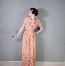 Load image into Gallery viewer, 40s ORANGE PAISLEY PRINT SOFT RAYON ROBE / WRAP DRESS - S