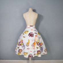 Load image into Gallery viewer, 50s 60s NOAHS ARC WHIMSICAL ANIMAL NOVELTY PRINT FULL SKIRT - 27"