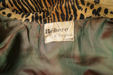 Load image into Gallery viewer, 50s 60s REBERE of MAYFAIR GREEN WOOL WITH FAUX LEOPARD OVER COAT - FREE SIZE