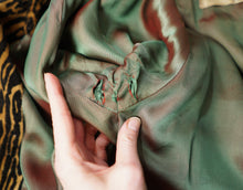 Load image into Gallery viewer, 50s 60s REBERE of MAYFAIR GREEN WOOL WITH FAUX LEOPARD OVER COAT - FREE SIZE