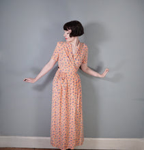 Load image into Gallery viewer, 40s ORANGE PAISLEY PRINT SOFT RAYON ROBE / WRAP DRESS - S