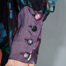 Load image into Gallery viewer, 70s PSYCHEDELIC FLORAL AND MUSHROOM PRINT MAXI DRESS WITH HUGE BALLOON SLEEVES - S