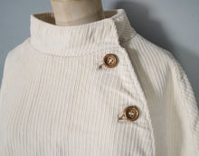 Load image into Gallery viewer, VINTAGE CREAM COLOURED HEAVY CORDUROY CAPE COAT - M