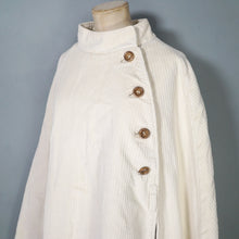 Load image into Gallery viewer, VINTAGE CREAM COLOURED HEAVY CORDUROY CAPE COAT - M
