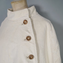 Load image into Gallery viewer, VINTAGE CREAM COLOURED HEAVY CORDUROY CAPE COAT - M