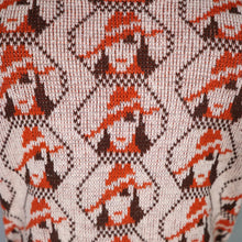 Load image into Gallery viewer, 70s BROWN AND GREY ART DECO LADY PORTRAIT PATTERN TANK TOP - M