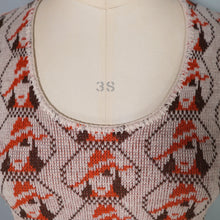 Load image into Gallery viewer, 70s BROWN AND GREY ART DECO LADY PORTRAIT PATTERN TANK TOP - M