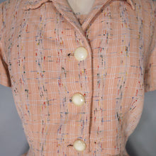 Load image into Gallery viewer, 60s PEACH DAY DRESS AND CROPPED BOLERO WITH RAINBOW FLECKS - L
