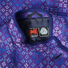 Load image into Gallery viewer, 70s PURPLE AND BLUE WELSH WOOLLENS TAPESTRY CAPE COAT WITH BELT - S-M