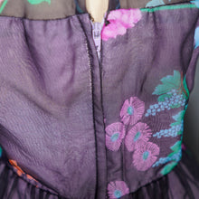 Load image into Gallery viewer, 70s PSYCHEDELIC FLORAL AND MUSHROOM PRINT MAXI DRESS WITH HUGE BALLOON SLEEVES - S