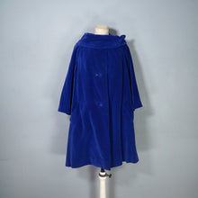 Load image into Gallery viewer, 60s RICH ROYAL BLUE VELVET SWING / OPERA COAT WITH COWL COLLAR - free size