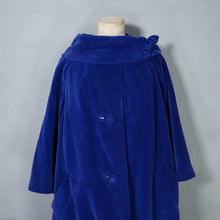 Load image into Gallery viewer, 60s RICH ROYAL BLUE VELVET SWING / OPERA COAT WITH COWL COLLAR - free size