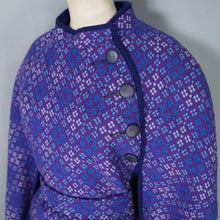 Load image into Gallery viewer, 70s PURPLE AND BLUE WELSH WOOLLENS TAPESTRY CAPE COAT WITH BELT - S-M