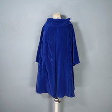 Load image into Gallery viewer, 60s RICH ROYAL BLUE VELVET SWING / OPERA COAT WITH COWL COLLAR - free size