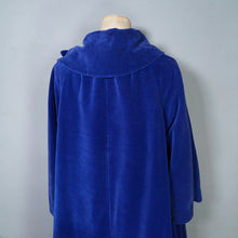 Load image into Gallery viewer, 60s RICH ROYAL BLUE VELVET SWING / OPERA COAT WITH COWL COLLAR - free size
