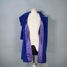 Load image into Gallery viewer, 60s RICH ROYAL BLUE VELVET SWING / OPERA COAT WITH COWL COLLAR - free size