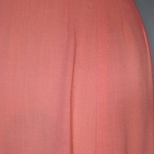 EARLY 50s SALMON PINK L'AIGLON SOFT RAYON FITTED DRESS WITH TORTOISE SHELL BUTTONS - S