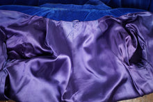 Load image into Gallery viewer, 60s RICH ROYAL BLUE VELVET SWING / OPERA COAT WITH COWL COLLAR - free size