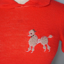 Load image into Gallery viewer, 50s "NYLON BY NEWPORT" POODLE APPLIQUE CORAL CROPPED JUMPER - XXS / PETITE
