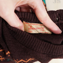 Load image into Gallery viewer, 40s 50s BROWN WOOL WEST COUNTRY KNITWEAR "FASCINESE" FINE KNIT FAIRISLE JUMPER - M