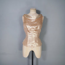 Load image into Gallery viewer, 50s METALLIC GOLD LUREX FITTED EVENING TOP / BLOUSE - S
