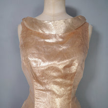 Load image into Gallery viewer, 50s METALLIC GOLD LUREX FITTED EVENING TOP / BLOUSE - S