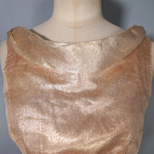 Load image into Gallery viewer, 50s METALLIC GOLD LUREX FITTED EVENING TOP / BLOUSE - S
