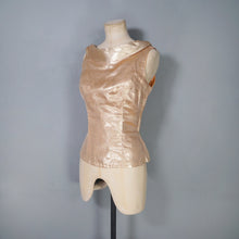 Load image into Gallery viewer, 50s METALLIC GOLD LUREX FITTED EVENING TOP / BLOUSE - S