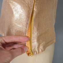 Load image into Gallery viewer, 50s METALLIC GOLD LUREX FITTED EVENING TOP / BLOUSE - S