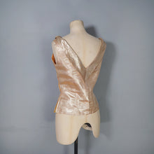 Load image into Gallery viewer, 50s METALLIC GOLD LUREX FITTED EVENING TOP / BLOUSE - S