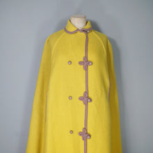 Load image into Gallery viewer, 70s WETHERALL REVERSIBLE WOOL CAPE IN PLAID AND BOLD YELLOW - S-M