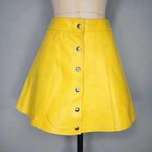Load image into Gallery viewer, LORD BRUMMEL ITALIAN YELLOW LEATHER A-LINE MINI SKIRT - 25&quot;