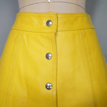 Load image into Gallery viewer, LORD BRUMMEL ITALIAN YELLOW LEATHER A-LINE MINI SKIRT - 25&quot;