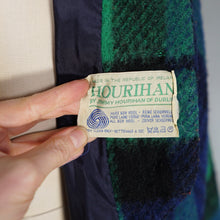 Load image into Gallery viewer, 70s JIMMY HOURIHAN BLACK BLUE AND GREEN PLAID WOOL CAPE WITH BELT - S-M