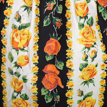 Load image into Gallery viewer, 50s 60s "VOGUE" ORANGE AND YELLOW ROSE COTTON DAY DRESS WITH BELT - S