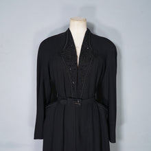 Load image into Gallery viewer, 40s RUE DE LA PAIX BLACK BEADED GOTHIC PARISIAN BELTED COAT - S