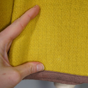 70s WETHERALL REVERSIBLE WOOL CAPE IN PLAID AND BOLD YELLOW - S-M