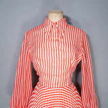 Load image into Gallery viewer, 70s RED AND WHITE CANDY CANE STRIPE PLEATED MINI SKATER SHIRT DRESS - S
