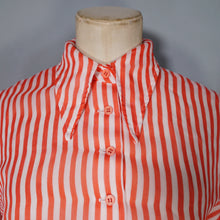 Load image into Gallery viewer, 70s RED AND WHITE CANDY CANE STRIPE PLEATED MINI SKATER SHIRT DRESS - S