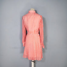 Load image into Gallery viewer, 70s RED AND WHITE CANDY CANE STRIPE PLEATED MINI SKATER SHIRT DRESS - S